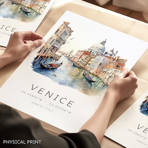 Lámina artística de Venecia, pintura de viaje de Venecia, lámina artística de Venecia, Italia, regalo de viaje a Italia, póster de viaje, regalo de inauguración de la casa, pintura de acuarela