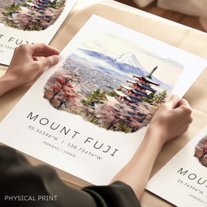 Impressão japonesa, pôster de viagem ao Japão, arte de parede japonesa, pôster do Monte Fuji, flor de cerejeira japonesa, arte japonesa, viagem ao Japão, galeria de viagens