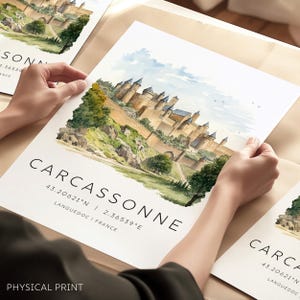 Carcassonne Frankreich Reisedruck, Frankreich-Reiseplakate, Südfrankreich druckt, französische Wanddekoration, Reisegeschenke, französische Reise, Wanddrucke