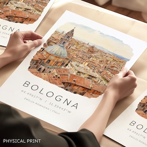 Impression de voyage à Bologne, monuments de l'Italie, cadeaux de voyage en Italie, art mural Italie, affiches murales de la galerie des voyages en Italie, cartes postales Italie, cadeaux italiens