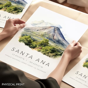 El Salvador Poster, Reisedruck, Vulkan Santa Ana, El Salvador Karte mit Koordinaten, El Salvador Geschenk, Südamerika Druck, Reise Geschenk