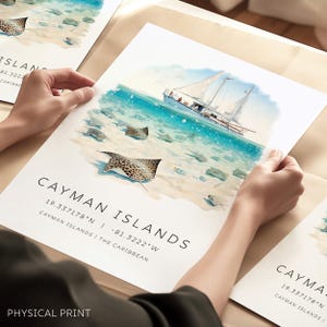 Cayman Islands Poster, Grand Cayman Art Print, Tropical Island Druck, Karibik Wandkunst, Reiseposter, Rochen Art, Geschenkidee