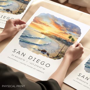 Stampa di San Diego, spiagge della California, poster di San Diego, poster di viaggio, stampa della California, arredamento per la casa, regali con poster di viaggio