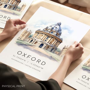Stampa di viaggio di Oxford, poster di viaggio dell'Oxfordshire, Università di Oxford, regali di viaggio, illustrazione di Oxford, Inghilterra, la Radcliffe Camera