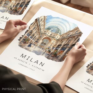 Impressions de voyage dans la ville d'Italie, Impression de voyage traditionnelle à Milan, Poster de Milan, Monuments de la ville d'Italie, Cadeau de mariage en Italie, Impressions artistiques de voyages dans le monde