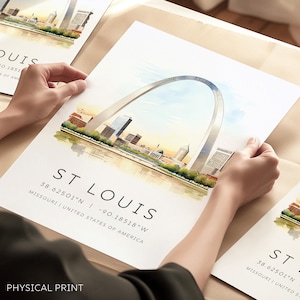 Stampa di viaggio di St. Louis, Stati Uniti d'America illustrati, Stampe del Missouri, Stampe di paesaggi urbani, Illustrazioni di città, Stampe artistiche degli Stati Uniti