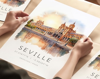 Seville Art Print,Sevilla Travel Poster,Spanien Travel Art,Seville Gift,Spanland Print,Einweihungsparty,Urlaubskunst,Kunst Geschenke,Reisekarten