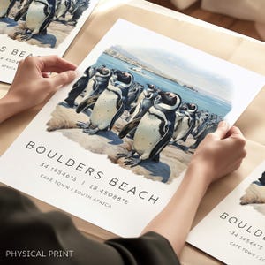 Stampe di viaggio di Città del Capo, Boulders Beach Città del Capo, poster di viaggio in Sud Africa, Penguin Beach, vacanze in Sud Africa, regali di viaggio