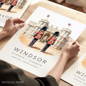 Zamek Windsor Druk, Odwiedź Londyn Plakat, Anglia Podróż Plakat, Brytyjska Rodzina Królewska, Szkocka Gwardia, Londyn Vintage Druk, Nowy Dom