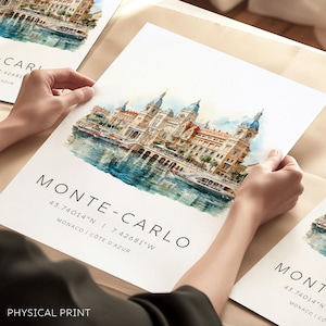 Stampa di viaggio di Monte Carlo, Monaco, stampa artistica, poster di viaggio di Monaco, decorazione da parete di Monaco, regalo di Monaco, Casinò di Monte Carlo, regalo di viaggio