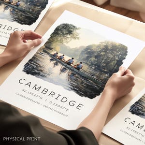 Cambridge-poster, Cambridge Art Gift, Cambridge England, Cambridge University Rowing, Cambridge-posterkunst aan de muur, Cambridge-kaartcoördinaten