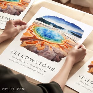 Parco nazionale di Yellowstone, poster di Yellowstone, stampe di viaggio, parchi nazionali d'America, regali di Yellowstone, galleria di cartoline di viaggio