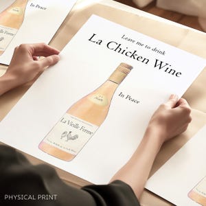Poster di Chicken Wine, Poster di Wine Club, Regali di vino, Illustrazione di Chicken Wine, Lasciami sorseggiare il mio Chicken Wine, La Vieille Ferme, Stampa da cucina
