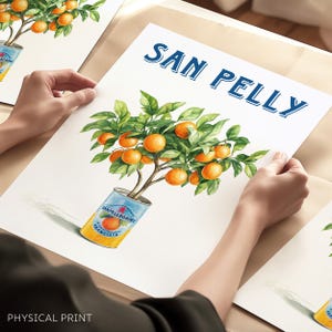 Orange Tree and San Pellegrino, Wall Print Decor, Bar Wall Print, Kitchen Wall Poster, Wall Art Decor, Gardener Print, Botanical Prints