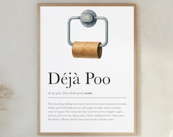Funny Bathroom Wall Prints, Funny Loo Prints, Toilet Humour, Loo Decor, WC Pun Poster, Déjà Poo Bathroom Print, Humorous Loo Decor