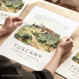 Lámina artística de Toscana, Italia, regalo de viaje, póster de viaje, arte mural de Toscana, decoración del hogar, regalo de inauguración de la casa, regalo de boda en Toscana