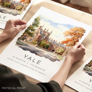 Stampa dell'Università di Yale, stampa di viaggio di New Haven, stampa artistica universitaria, arte murale di laurea, arredamento per la casa, regalo per l'università, poster del Connecticut