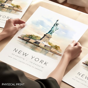 Stampa di viaggio di New York City, stampa di New York City, poster di viaggio, collezione di città del mondo, poster di viaggio ad acquerello, viaggio a sorpresa a New York, regalo di nozze