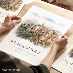 Stampe di viaggio in Spagna, poster di viaggio a Granada, stampa artistica dell'Alhambra, poster di viaggio in Europa, regali artistici sulla Spagna, stampe da parete di viaggio