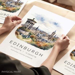Stampa di viaggio di Edimburgo, Arte di viaggio di Edimburgo, Scozia, Regali di Edimburgo, Regali di viaggio in Scozia, Regalo di nozze in Scozia, Festa di inaugurazione della casa a Edimburgo