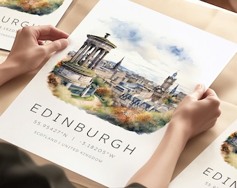 Edinburgh Travel Print, Edinburgh Scotland Travel Art, Edinburgh Gifts, Scotland Travel Gifts, Scotland Wedding Gift, Edinburgh Housewarming