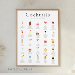 Cocktail Wanddruck, Drink Bar Poster, Cocktail Poster, Bar Drucke, Cocktail Guide, Klassische Cocktail Karte, Cocktailrezepte, Mixologie