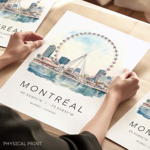 Affiche Montréal Canada, impression voyage Canada, impressions d'art Montréal, horizon de la ville de Montréal, impressions murales Canada, cadeaux de voyage, cadeau affiche