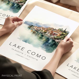 Stampe d'Italia, poster del Lago di Como, stampa artistica dei laghi italiani, regalo di anniversario, matrimonio sul Lago di Como, stampa della luna di miele, illustrazione di viaggio in Italia