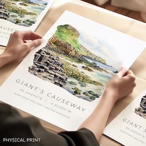 Stampa della Giant's Causeway, stampa della Causeway Coast, stampa di viaggio dell'Irlanda del Nord, arte di viaggio, paesaggi dell'Irlanda del Nord, regali d'arte