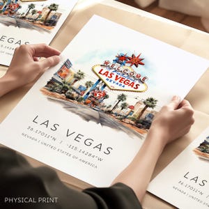 Impression de voyage, Affiche de destination de Las Vegas, Monuments de la ville, Cadeau d'anniversaire, Impressions de destinations, Galerie de voyages, Style rétro minimaliste