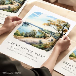 Stampa di viaggio sul fiume Mississippi, stampa artistica della Great River Road, fiumi americani, stampe di viaggio sul Mississippi, stampa artistica, stampa murale, Stati Uniti