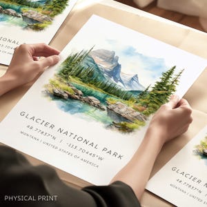 Stampa di viaggio del Glacier National Park, poster di viaggio del Montana, stampa del parco nazionale degli Stati Uniti, stampa del parco nazionale, regali artistici, poster di viaggio