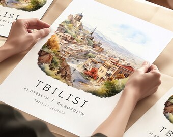 Tbilisi Travel Print, Georgia Poster, Unique Wedding Birthday Gift, Travel Art Gallery, Destination Icon Prints, City Landmark Posters