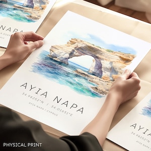 Ayia Napa Frankreich Reisedruck, Reiseposter, Urlaubsreiseposter, Reisegeschenke, Liebesbrücke, Wanddrucke,Zypern mit Kartenkoordinaten