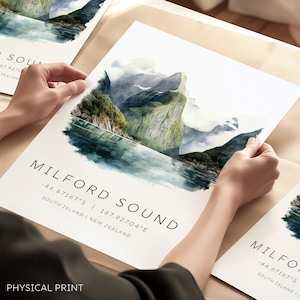 Impresión de viaje de Milford Sound, Milford Sound Nueva Zelanda, póster de viaje de Nueva Zelanda, regalo de Nueva Zelanda, impresiones de viaje, decoración de pared de viaje