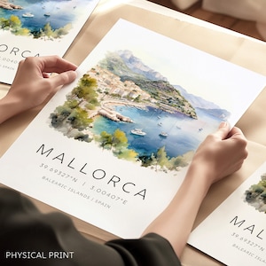 Mallorca Spanien Reiseplakat, Palma De Mallorca, Balearen, Mallorca Geschenk mit Kartenkoordinaten, Mallorca Reisedruck, Spanien Geschenk