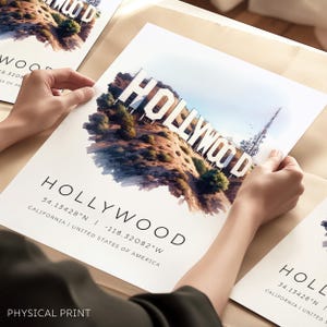 Stampe di monumenti cittadini, poster di Hollywood e Los Angeles, coordinate geografiche, stampe di viaggio, regali di viaggio, stampe di città del mondo, regali personalizzati
