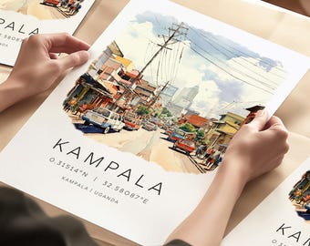 Kampala Uganda Travel Print, Africa Travel Prints, East Africa, Travel Wall Prints, Travel Gifts, Wall Decor