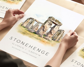 Stonehenge Poster, Stonehenge Wiltshire Art Print, England Travel Prints, Stonehenge England, UK Travel Prints, Wall Art Gifts