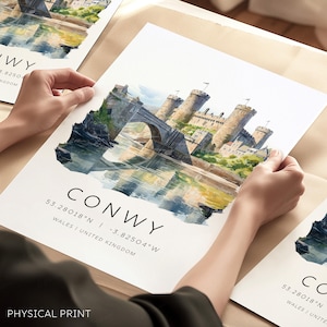 Stampa artistica del castello di Conwy, stampa del Galles del Nord, stampa di viaggio, stampa artistica del castello di Conwy, poster del castello gallese, decorazione da parete del Galles del Nord, stampa del castello