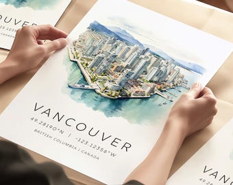 Vancouver Travel Print, Canada Wall Art, Vancouver Wall Hanging, Home Décor, Vancouver Gift, Canada Art Lover Gift, Vancouver Gift