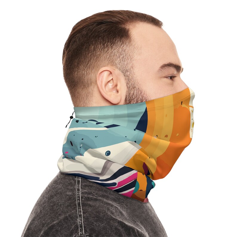 Unisex Colorful Winter Neck Gaiter With Drawstring, for Men and Women