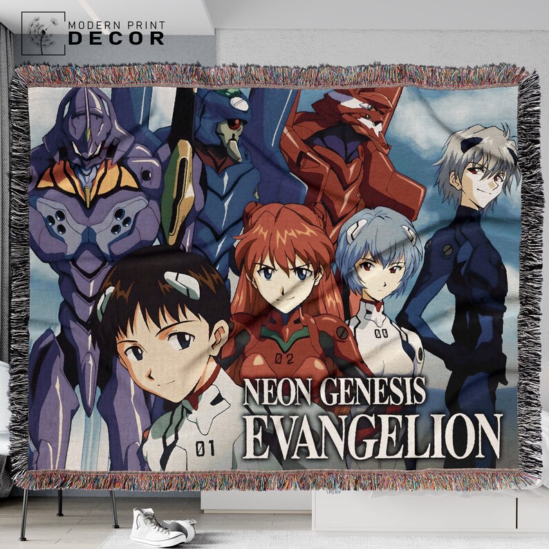 Anime Woven Blanket Cotton Tapestry Throw Eva neon Genesis Evangelion