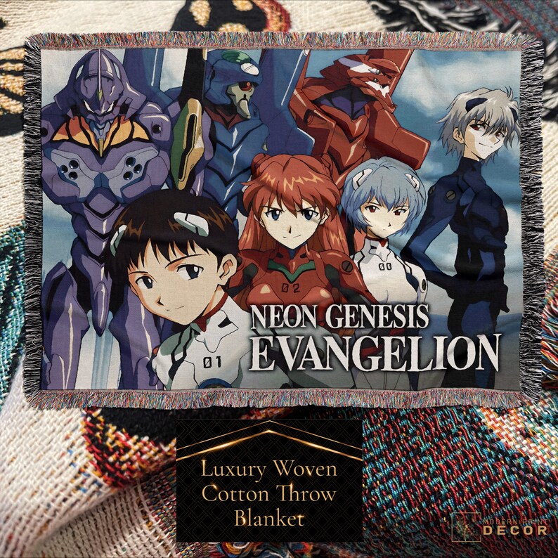 Anime Woven Blanket Cotton Tapestry Throw Eva neon Genesis Evangelion