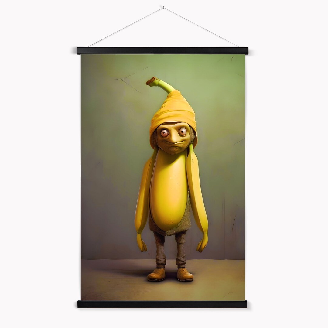 Old Banana Modern Art Print, Modern Living Room Decor, Framed Art