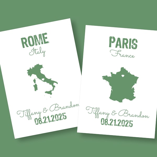 Printable Travel Theme Personalized Table Cards, for Weddings & Showers (DIGITAL FILE ONLY)