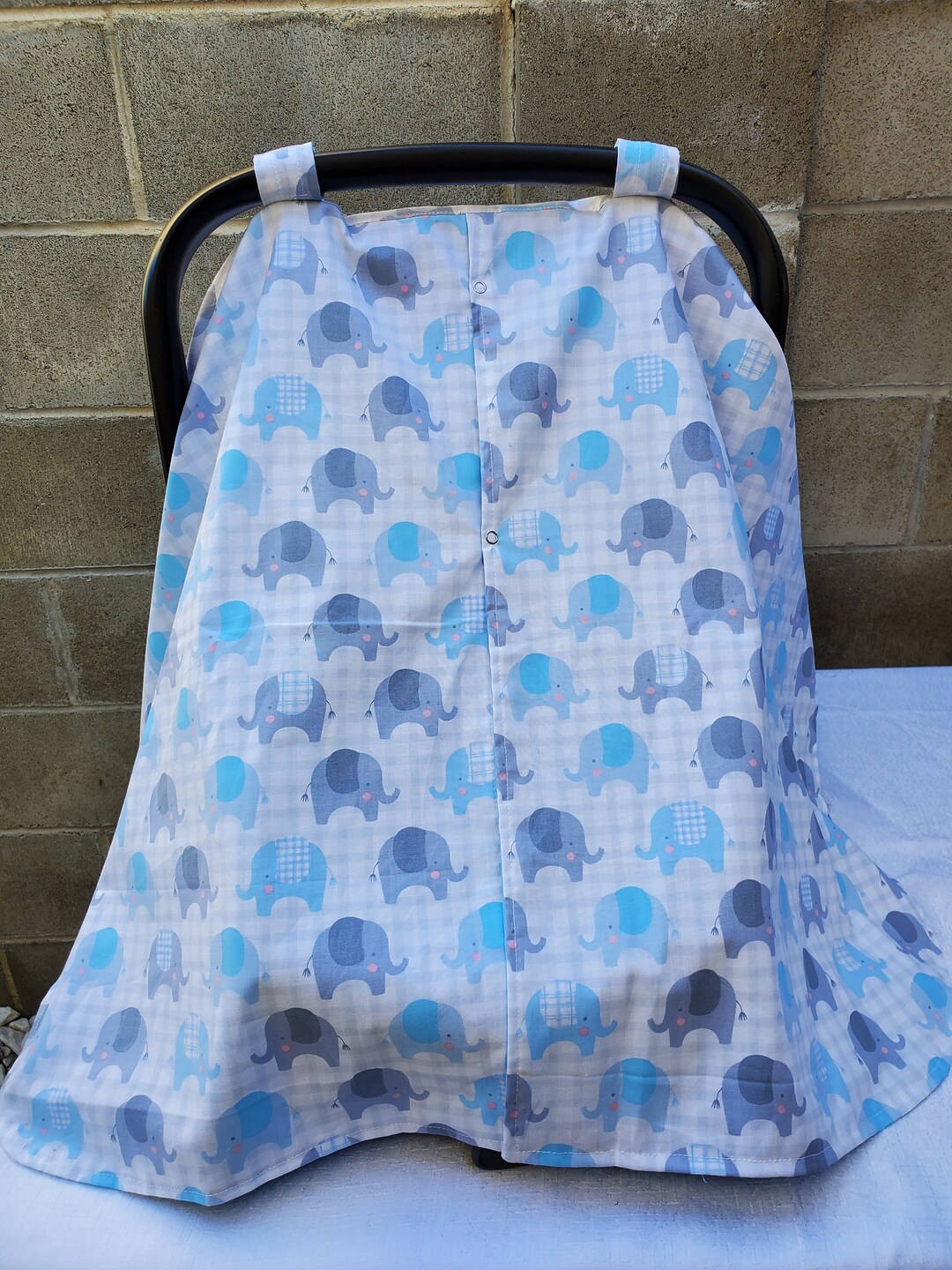 Gray Blue Elephants Car Seat Canopy Boy Car Seat Cover Etsy