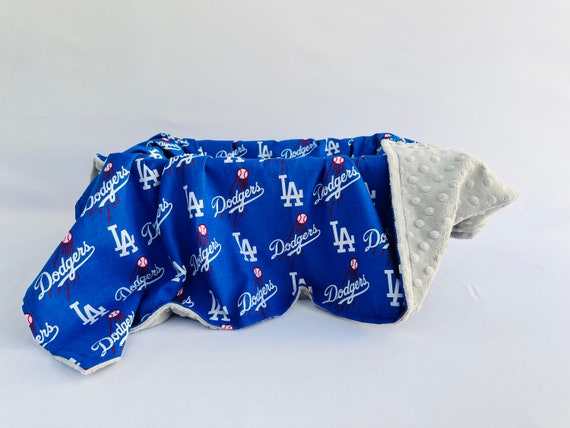 Dodgers Baby Blanket Minky Gray Blanket Etsy