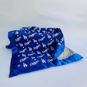 Dodgers Baby Blanket - Dodgers Blue Satin Fleece Trim - Etsy