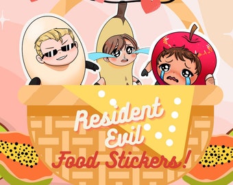 Resident Evil characters as food 2&quot; stickers! *Ready to ship*